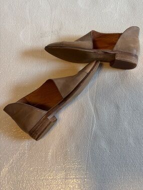 Free People Taupe Brown Leather Slip-On Flats